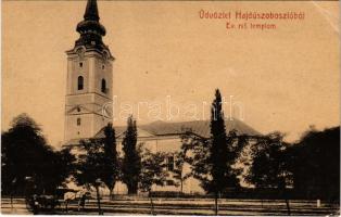 1909 Hajdúszoboszló, Református templom, lovaskocsi. W.L. 2085. (EB)