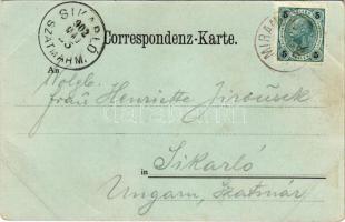 1902 Trieste, Tireszt; Miramar und dem Hotel Grignano / castle and hotel at night in moonlight (EB)