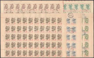 1958 Repülő VI. 100 db sor hajtott ívekben és félívekben, a 20Ft ív a 48. ívhelyen az ismert lemezhibával, az 1Ft értékből plusz 1 félív (53.000)