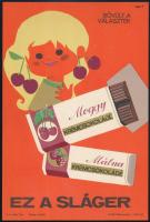 Müller Ilona (1929-2012): Ez a Sláger, Meggy krémcsokoládé, Málna krémcsokoládé, 1967. Villamosplaká...