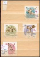 Kis tévnyomat, lemezhiba összeállítás, közte 1 számvízjel: 35 db bélyeg 2 stecklapon