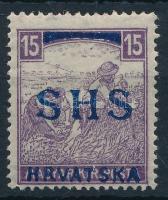 SHS 1918 Fehérszámú Arató 15f Bodor vizsgálójellel (32.000) (kis gumihiba / small gum disturbance)
