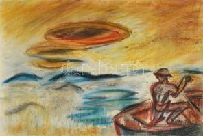 Olvashatatlan (Egry József?) jelzéssel: Csónakos. Pasztell, papír, 29,5x42 cm