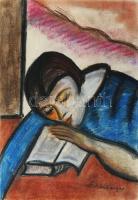 Schönberger jelzéssel: Alvó hölgy. Pasztell, papír, 42x29,5 cm