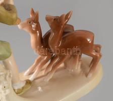 Pirkenhammer gidáknak furulyázó porcelán szobor. Kézzel festett, jelzett, hibátlan 13x17 cm