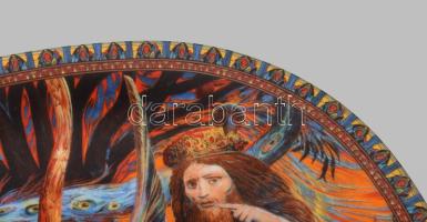 1994 "Ádám és Éva" német porcelán dísztál, jelzett, hibátlan, 21x21 cm