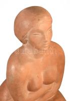K. N. 75. jelzéssel: Guggoló akt. Terrakotta, jelzett, minimális kopással . 35 cm