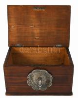 Fa doboz indiai elefánt fém díszítéssel 30x19 cm