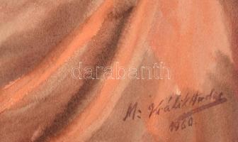 Králik Andor (1908-1981): XI Ince pápa (Odescalchi család sarja). Akvarell, papír, jelzett. Sérült. ...