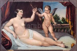 94 db RÉGI művészlap sérült fűzött kisméretű albumban (borító hiányzik), főleg hölgyek, gyerekek, tá...