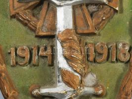 1918 Országos Frontharcos Szövetség gipsz háborús emlék falidísz, hátoldalán a tulajdonos neve belek...