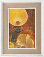 Márton Árpád (1940-): Csendélet, 1985. Olaj, farost, jelzett. Hátoldalán autográf felirattal. Fakere...