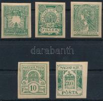 1898 5 db Turul terv próbanyomat zöld színben