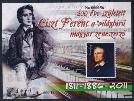 2011 Liszt Ferenc emlékív hátoldali felülnyomással