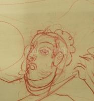 Vinkler László (1912-1980): Tanulmányrajz hindu istenséggel. Kréta, papír, jelzés nélkül, hátoldalán...