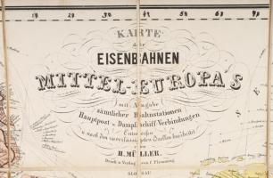 Közép-Európa vasúttérképe. H[ermann] Müller Karte der Eisenbahnen Mittel-Europa?s mit Angabe sämtlic...