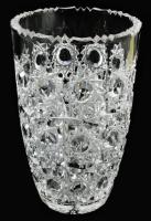 Gazdagon csiszolt kristály váza, hibátlan, m: 20,5 cm