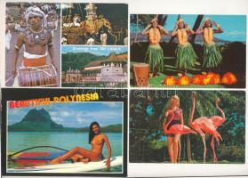 12 db MODERN egzotikus tájak és emberek képeslap, közte néhány enyhén erotikus / 12 modern postcards with exotic landscapes and indigineous people, including a few slightly erotic