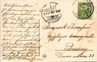 1908 Hajdúszoboszló, Körner lak, kastély, villa. Körner Béla kiadása + vasúti mozgóposta bélyegző (b...