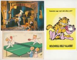 19 db MODERN motívum képeslap: poén, reklám, humor, rajzfilm; vegyes minőségben / 19 MODERN funny motive postcards