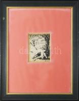 Merényi Rudolf (1893-1957): Jelenet, 1922. Rézkarc, papír, jelzett a karcon, üvegezett fakeretben, 1...