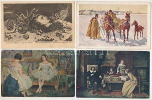 21 db RÉGI motívum képeslap: művészlapok, festmény reprodukciók; vegyes minőségben / 21 pre-1945 motive postcards: art, in mixed quality