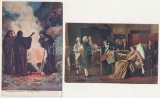 21 db RÉGI motívum képeslap: művészlapok, festmény reprodukciók; vegyes minőségben / 21 pre-1945 mot...