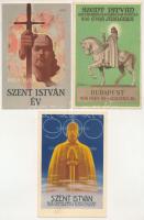 1938 Szent István Első Magyar Király megdicsőülésének 900 éves jubileuma, Budapest - 3 db régi képeslap