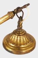 cca 1910 Szecessziós bronz csillár, eredeti üveg részeivel, lepattanással, h: 46 cm