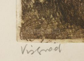 Zádor István (1882-1963): Visegrád. Színezett rézkarc, papír, jelzett. Lapszéli elszíneződéssel. 25×...