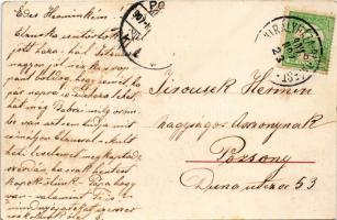 1907 Debrecen, Városi színház + "KIRÁLYHÁZA - BUDAPEST" vasúti mozgóposta bélyegző