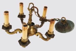 cca 1920 Német bronz ötágú csillár, d: 38 cm