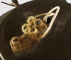 Egyiptomi kézzel készült trébelt bronz mennyezeti lámpa, d: 32 cm