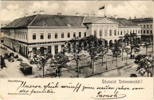 1904 Debrecen, Városháza, Zádor Lajos üzlete, piac. Mihály Sámuel kiadása (EK)
