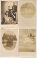 12 db RÉGI fotó képeslap: társaságok, párok, családi alkalmak, hölgyek / 12 pre-1945 photo postcards: groups, couples, family occasions, ladies