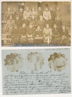 12 db RÉGI fotó képeslap: társaságok, párok, családi alkalmak, hölgyek / 12 pre-1945 photo postcards...