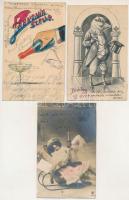 10 db RÉGI motívum képeslap: karácsonyi és újévi üdvözlőlapok / 10 pre-1945 motive postcards: Christmas and New Year greeting cards