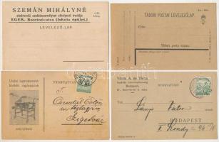 10 db RÉGI levelezőlap közte pár reklám és 1 használatlan első világháborús tábori postai levelezőlap / 10 pre-1945 correspondence cards including some advertising cards and 1 unused WWI K.u.K. military field postcard (Feldpostkarte)
