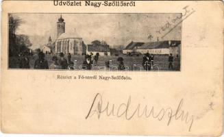 1902 Nagyszőlős, Nagyszőllős, Vynohradiv (Vinohragyiv), Sevljus, Sevlus; Fő tér / main square (EB)