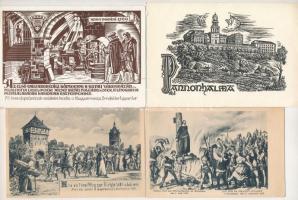 13 db RÉGI és MODERN művészi képeslap / 13 pre-1945 and MODERN art postcards