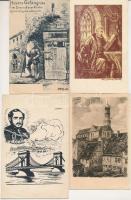 13 db RÉGI és MODERN művészi képeslap / 13 pre-1945 and MODERN art postcards