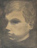 Jelzés nélkül: Kisfiú arcképe. Ceruza, papír. Üvegezett, kissé kopott fakeretben. 19,5x14,5 cm