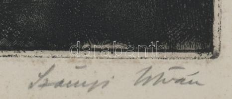 Szőnyi István (1894-1960): Fürdőzők. Rézkarc, papír, jelzett, 22x34 cm, üvegezett fakeretben