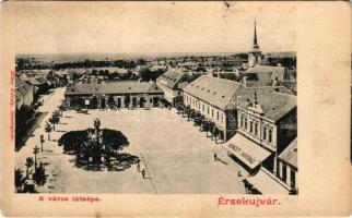 Érsekújvár, Nové Zámky; látkép, Leuchter Izidor üzlete, Nemzeti Kávéház. Ethey Károly kiadása / gene...