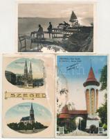 31 db RÉGI sérült vagy hiányos képeslap, magyar és külföldi városok; közte pár modern / 31 pre-1945 postcards in damaged condition, Hungarian and foreign town-views; including a few modern ones