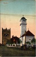1909 Poprád (Tátra, Tatry); Fő tér, Csonka torony, Evangélikus templom, szobor. Fuchs Gyula felvétele és kiadása / main square, tower, church, statue (r)