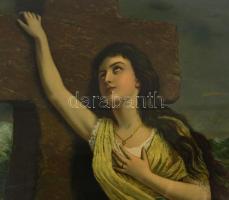 A keresztre kapaszkodva. Nagy méretű litográfia. Üvegezett keretben, 50x70 cm