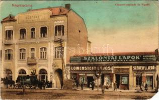 Nagyszalonta, Salonta; Központi szálloda, vigadó, Löwenstein Lajos üzlete, Szalontai Lapok politikai napilap szerkesztősége, Székely J. Jenő könyvnyomda és saját kiadása / hotel, redoute, shops, advertisement, newspaper's editorial office (EM)