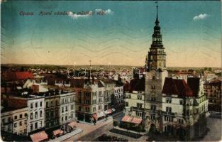 1916 Opava, Troppau; Horní námestí s mestkou vezí / town hall, square (worn corners)