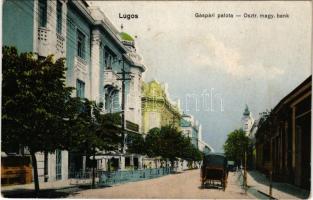 1914 Lugos, Lugoj; Gáspári palota, Osztrák-Magyar Bank, étterem / palace, Austro-Hungarian Bank, restaurant